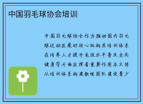 中国羽毛球协会培训